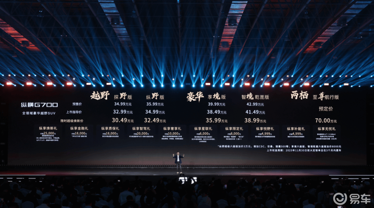 纵横 G700 震撼上市,售价 32.99 万元起